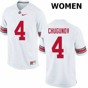 NCAA Ohio State Buckeyes Women's #4 Chris Chugunov White Nike Football College Jersey OAR2145GU